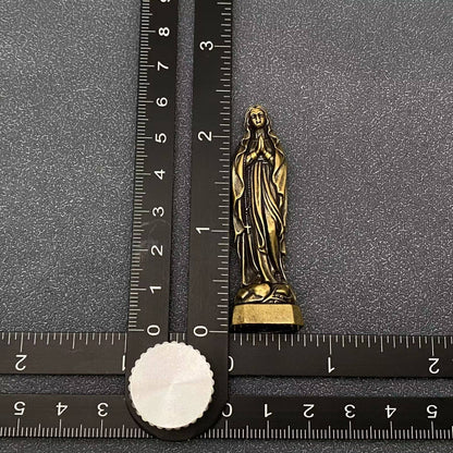 Small Brass Virgin Mary Statue Desktop Decoration