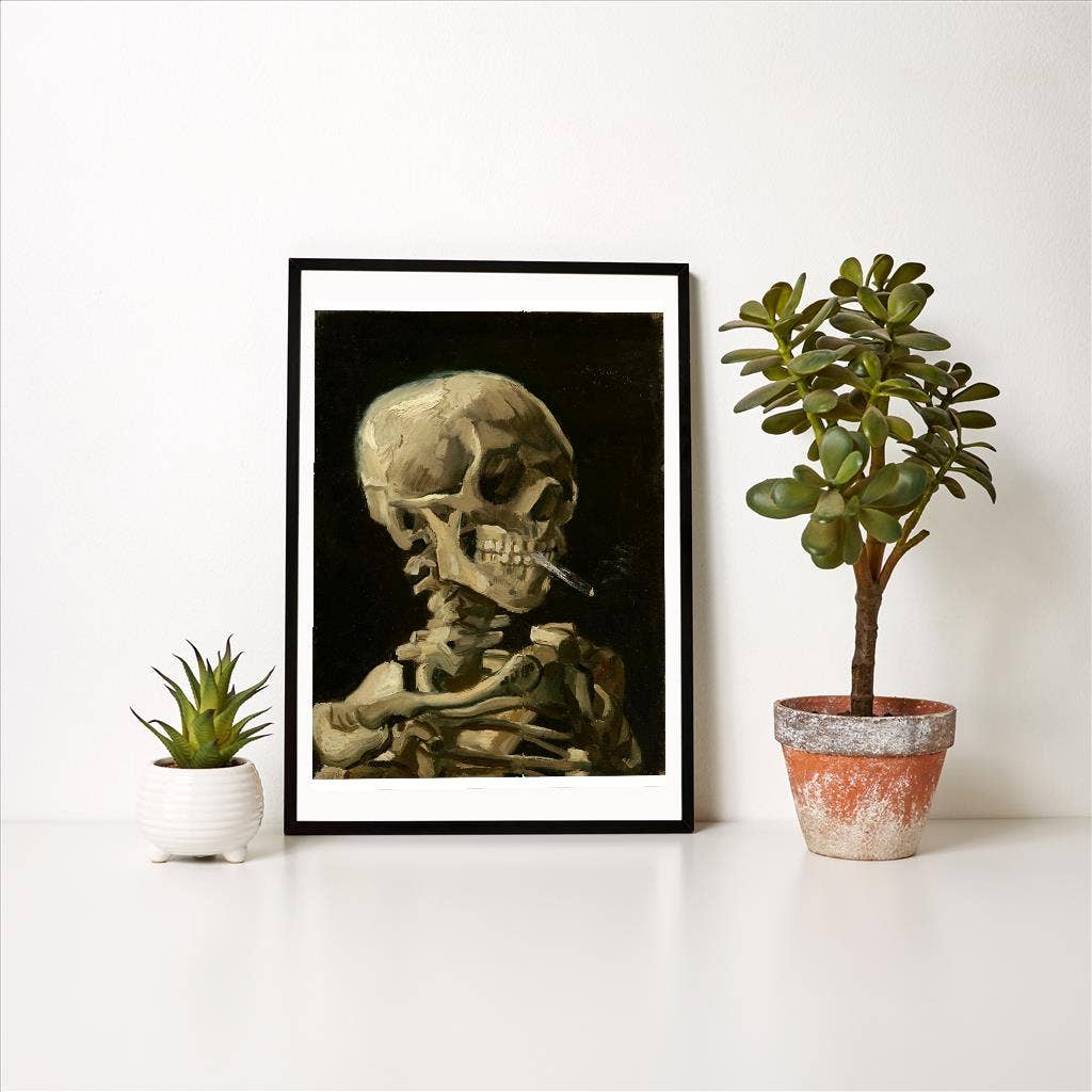 Art Print Skull Smoking Cigarette