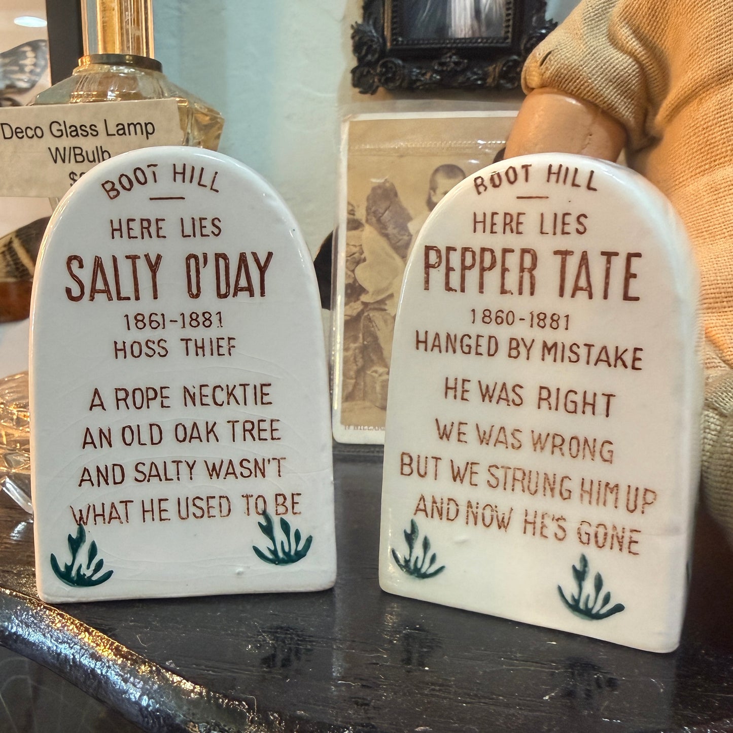 Antique Tombstone Salt & Pepper Set