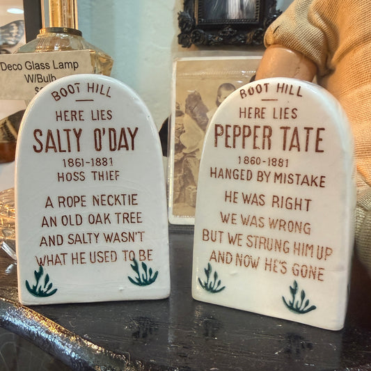 Antique Tombstone Salt & Pepper Set