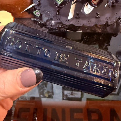 Antique Cobalt Poison Bottle Hexagonal