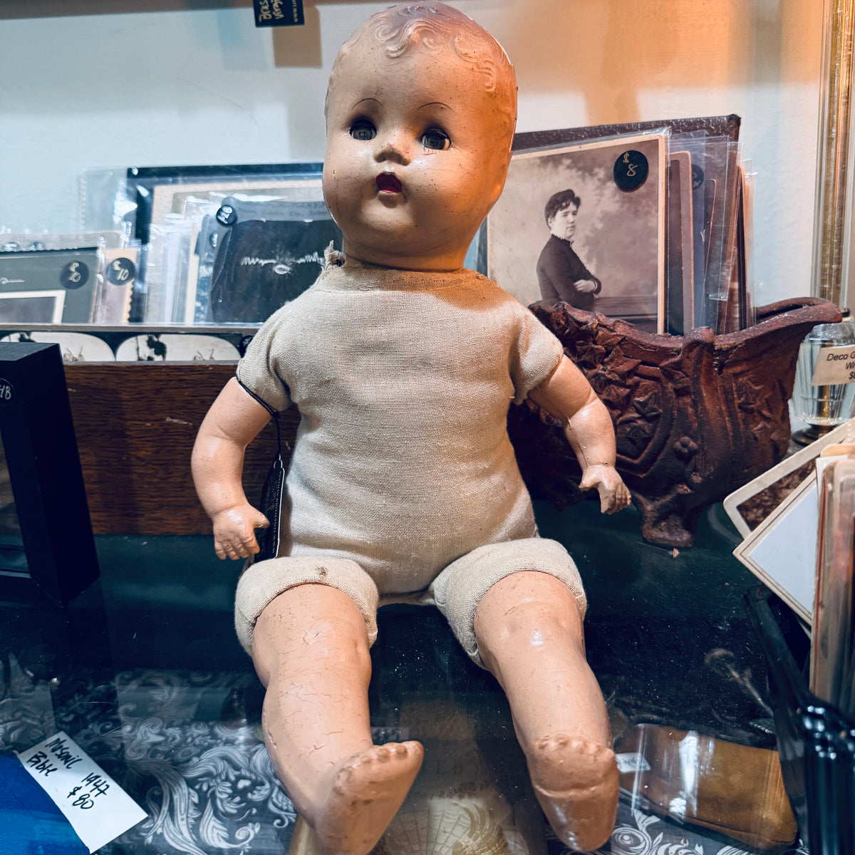 Early 1950’s Squeaking Doll Creepy Eyes