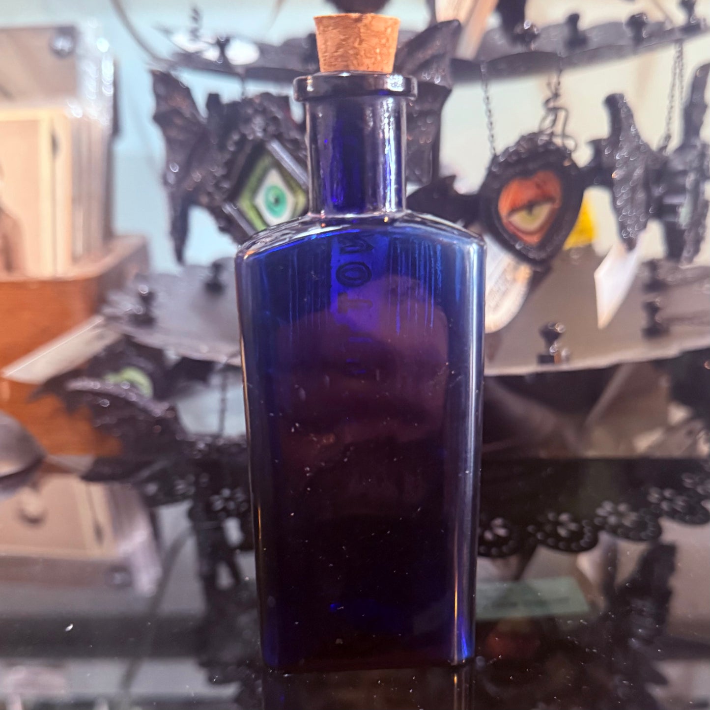 Antique Cobalt Blue Poison Bottle Rectangular 4 1/2”