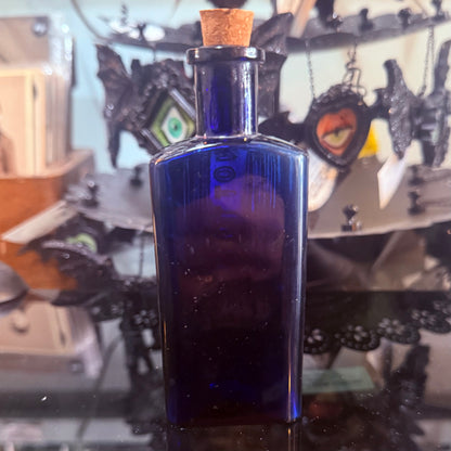 Antique Cobalt Blue Poison Bottle Rectangular 4 1/2”