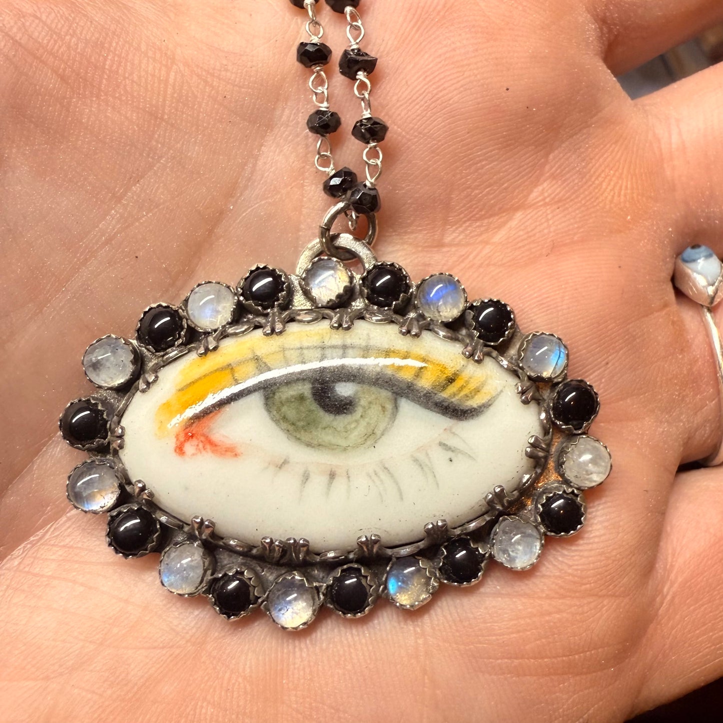 Sterling Gothic Victorian Lover’s Eye Necklace Frances