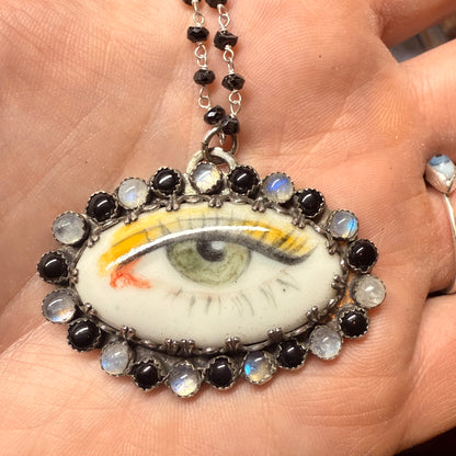 Sterling Gothic Victorian Lover’s Eye Necklace Frances