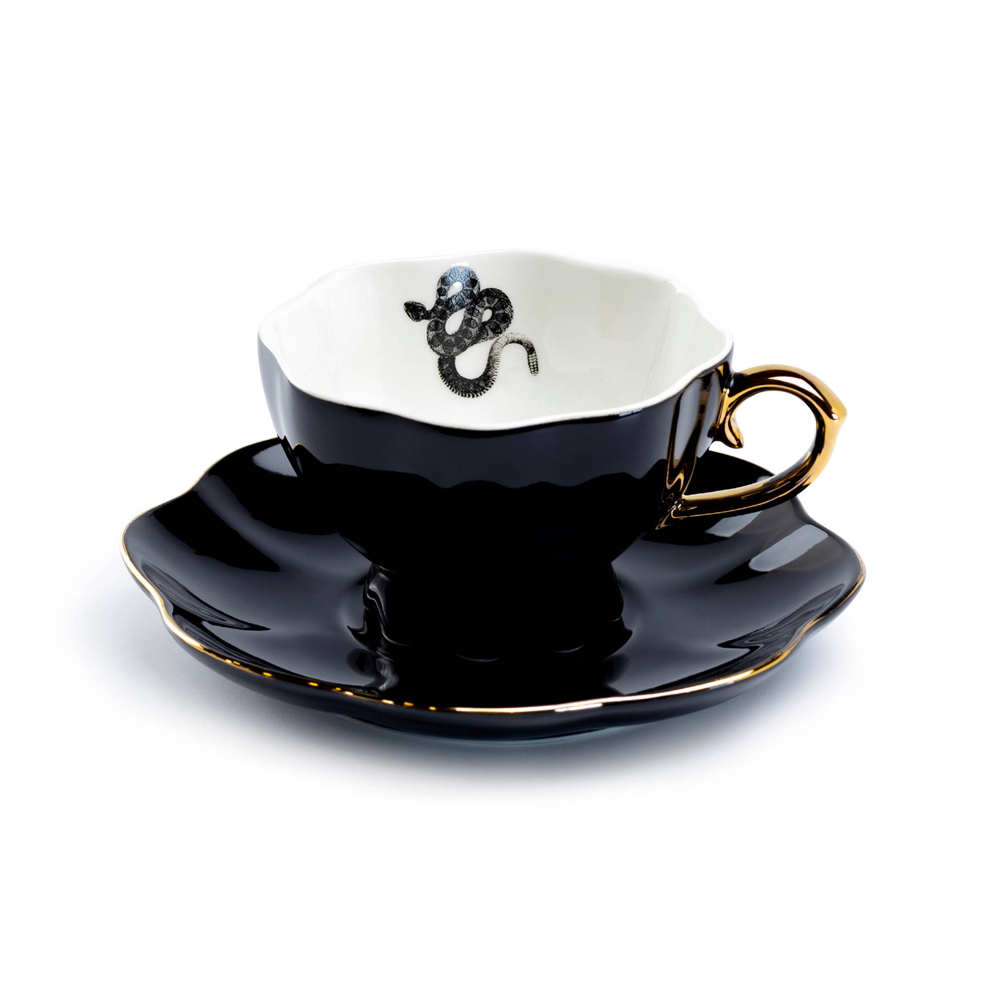 Snake Black Gold Tea Cup and Saucer – Loved To Death
