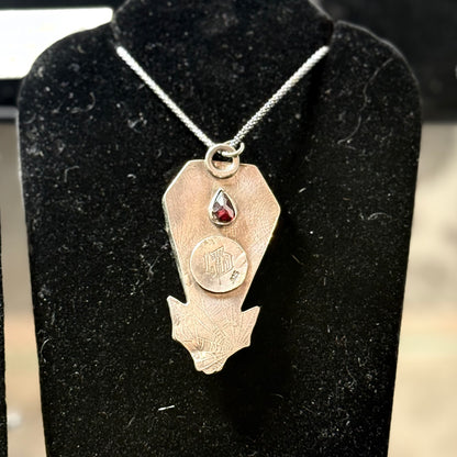 Gothic Victorian Obsidian Coffin Sterling Bat Necklace