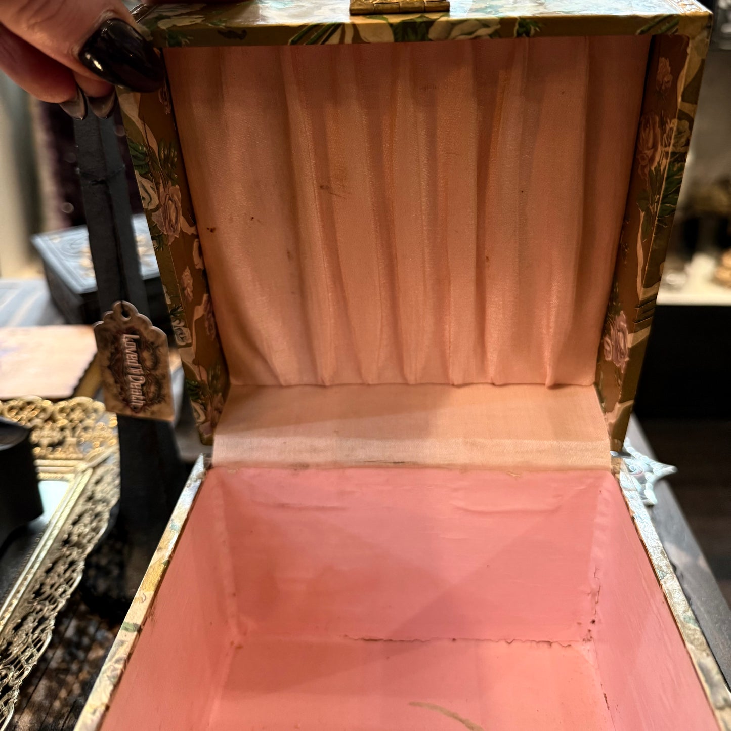 Victorian Floral Celluloid Women Dresser Box