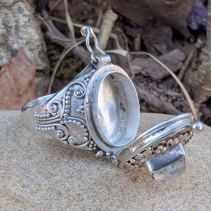 Sterling Silver Square Moonstone Poison Ring