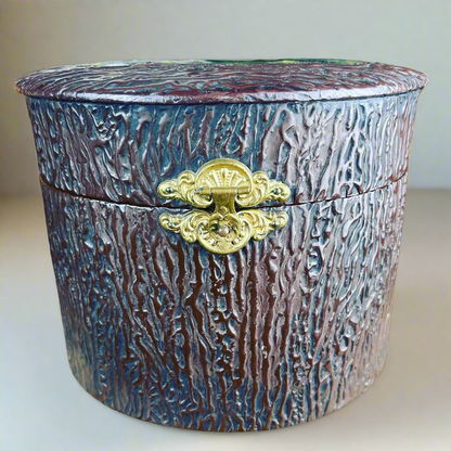 Antique Celluloid Woods & Deer Collar Dresser Box