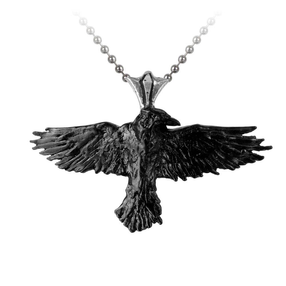 Black Raven Pendant Pewter