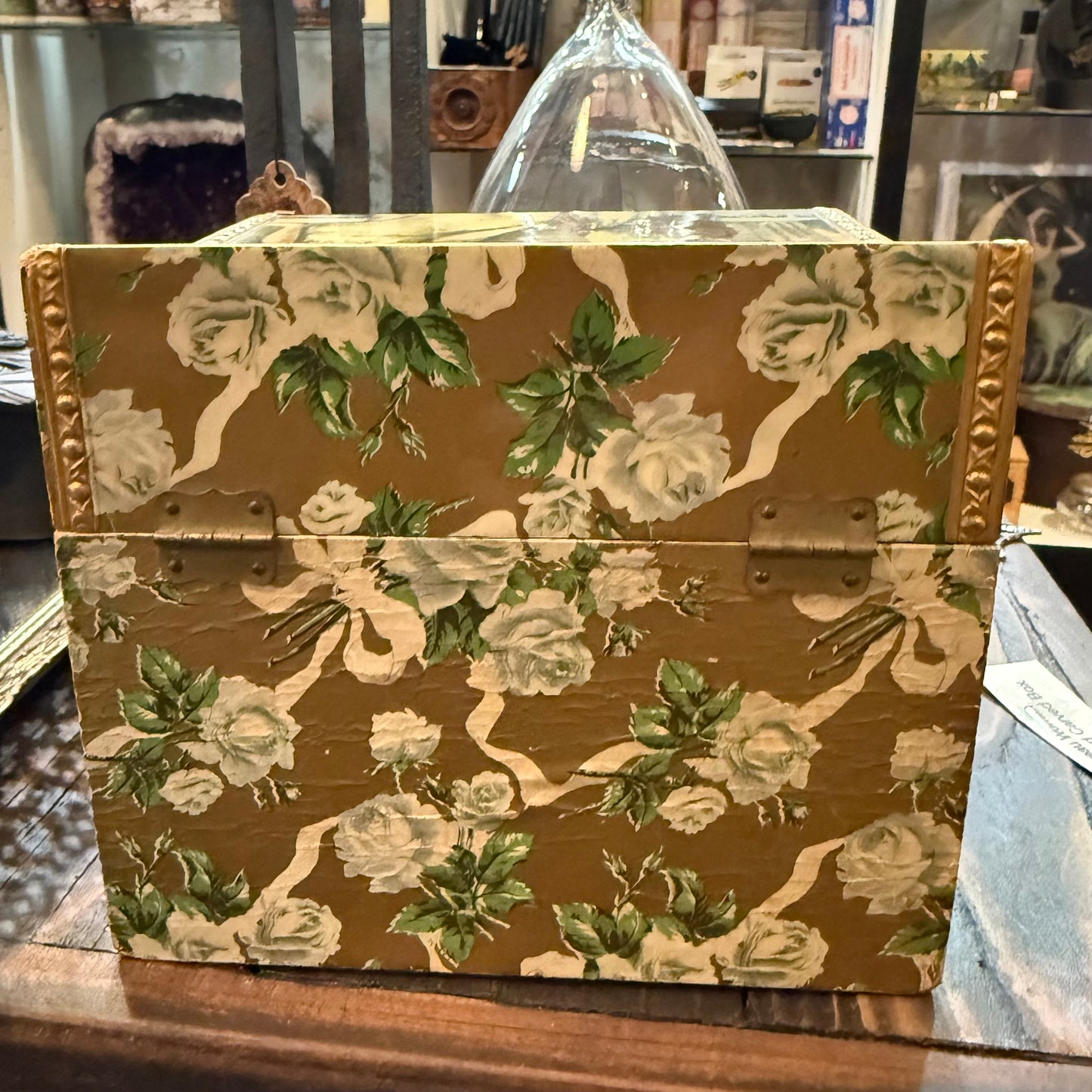 Victorian Floral Celluloid Women Dresser Box