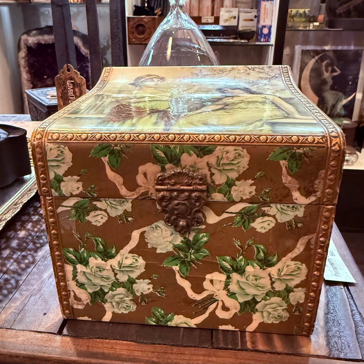Victorian Floral Celluloid Women Dresser Box