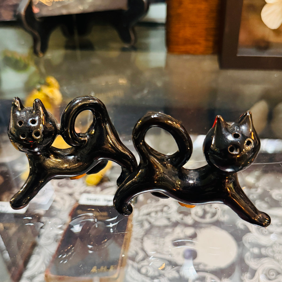 Antique 1950’s Little Black Cat Salt & Pepper Set Japan