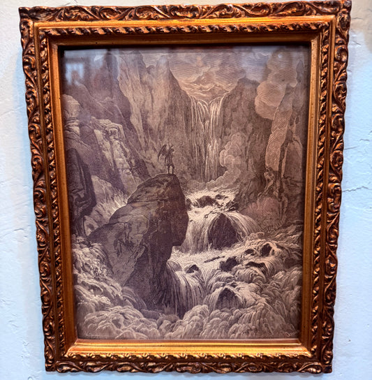 Antique Framed Paradise Lost Gustave Dore River Gold Frame