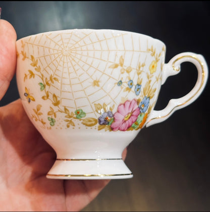Antique Baby Pink Spiderweb Teacup Saucer