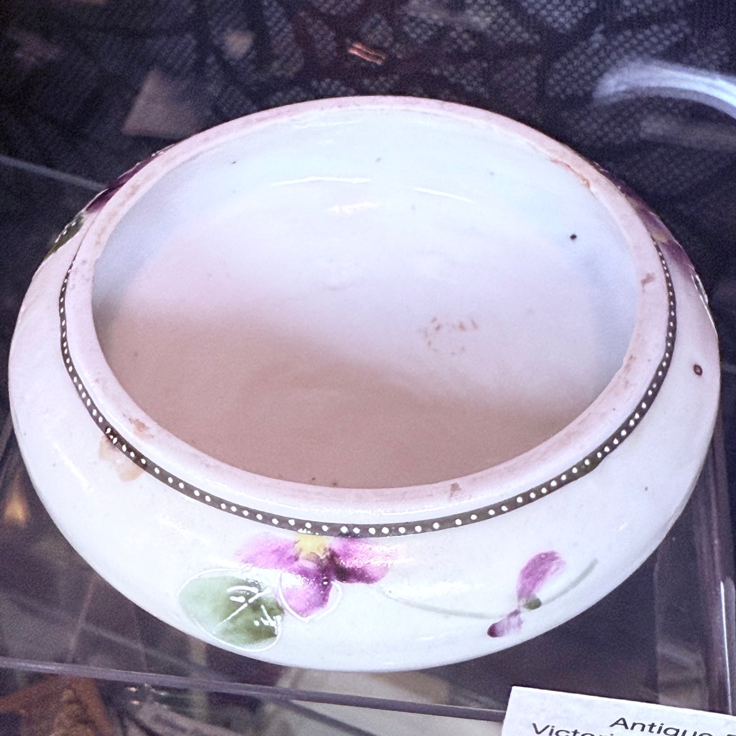 Antique Porcelain Victorian Woman Trinket Powder Box