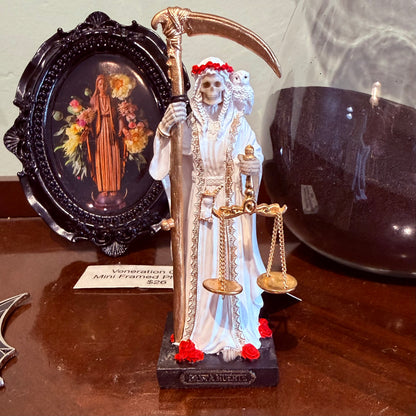 Santa Muerte Mini Altar Figure White 4”
