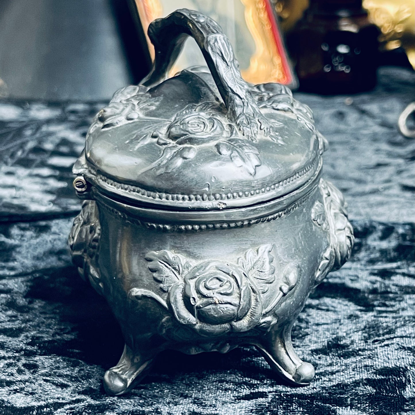 Antique Art Nouveau Poppies Jewelry Casket Box