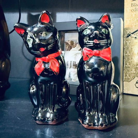 Antique Black Cat Salt & Pepper Shakers