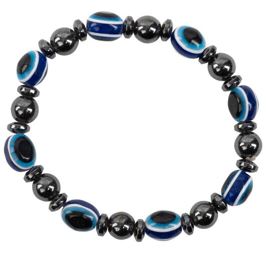 HEMATITE & EVIL EYE BRACELET