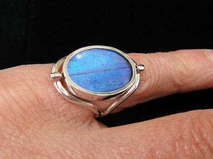 Sterling Reversible Blue Morpho/Sunset Oval Ring (adjustable)