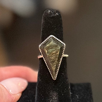 Sterling Velvet Obsidian Coffin Ring Handmade