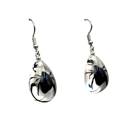 Shining Leaf Beetle Lucite Earrings