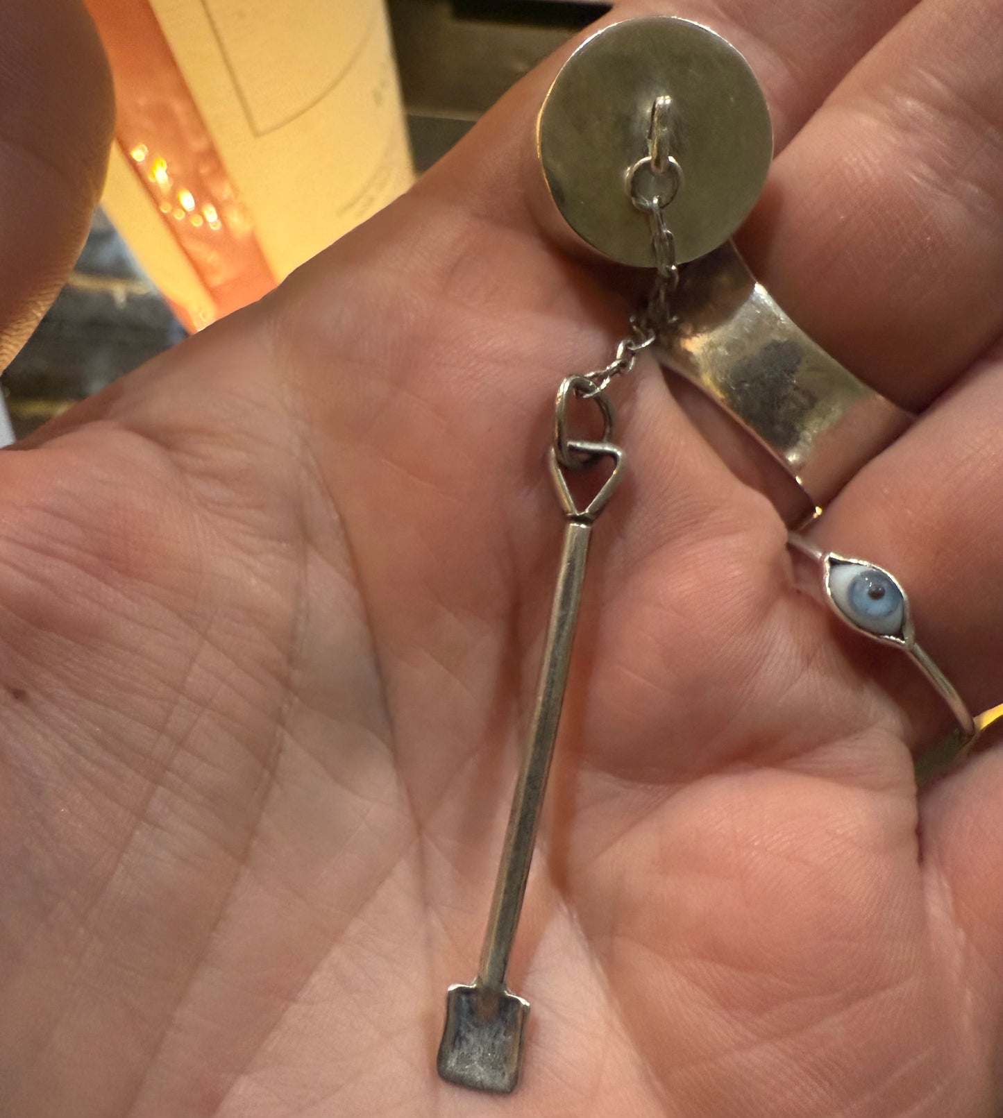 Early 1900’s Glass Vial Sterling Mini Shovel Spoon