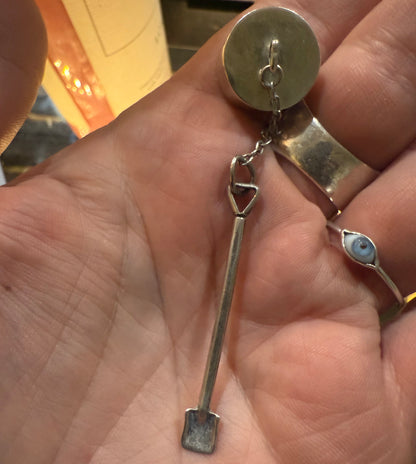 Early 1900’s Glass Vial Sterling Mini Shovel Spoon