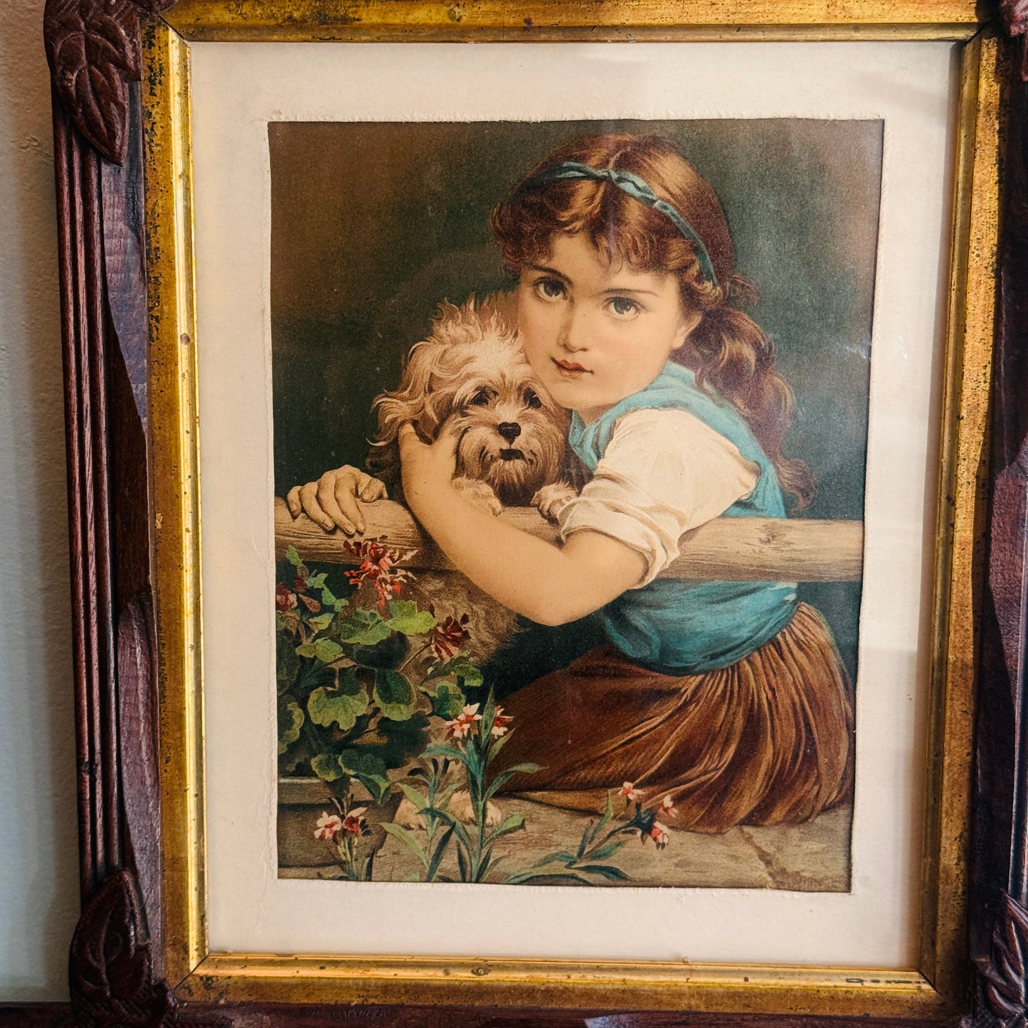 Victorian 1891 Framed { Two’s Company } Lithograph