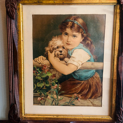 Victorian 1891 Framed { Two’s Company } Lithograph