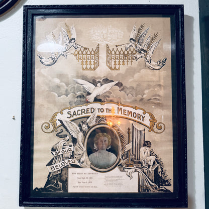 Victorian 1912 Memento Mori Sacred To The Memory Framed Remembrance