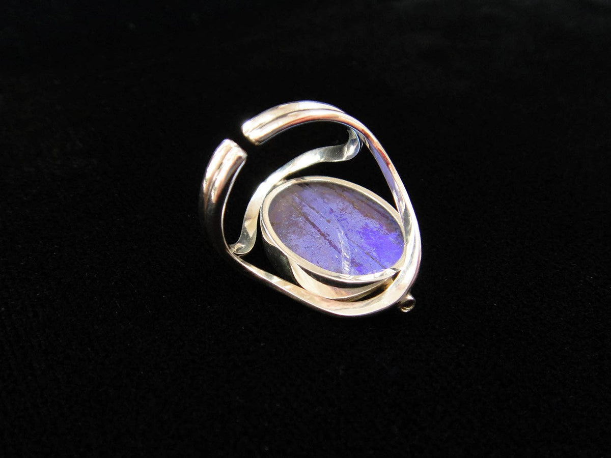 Sterling Reversible Blue Morpho/Sunset Oval Ring (adjustable)