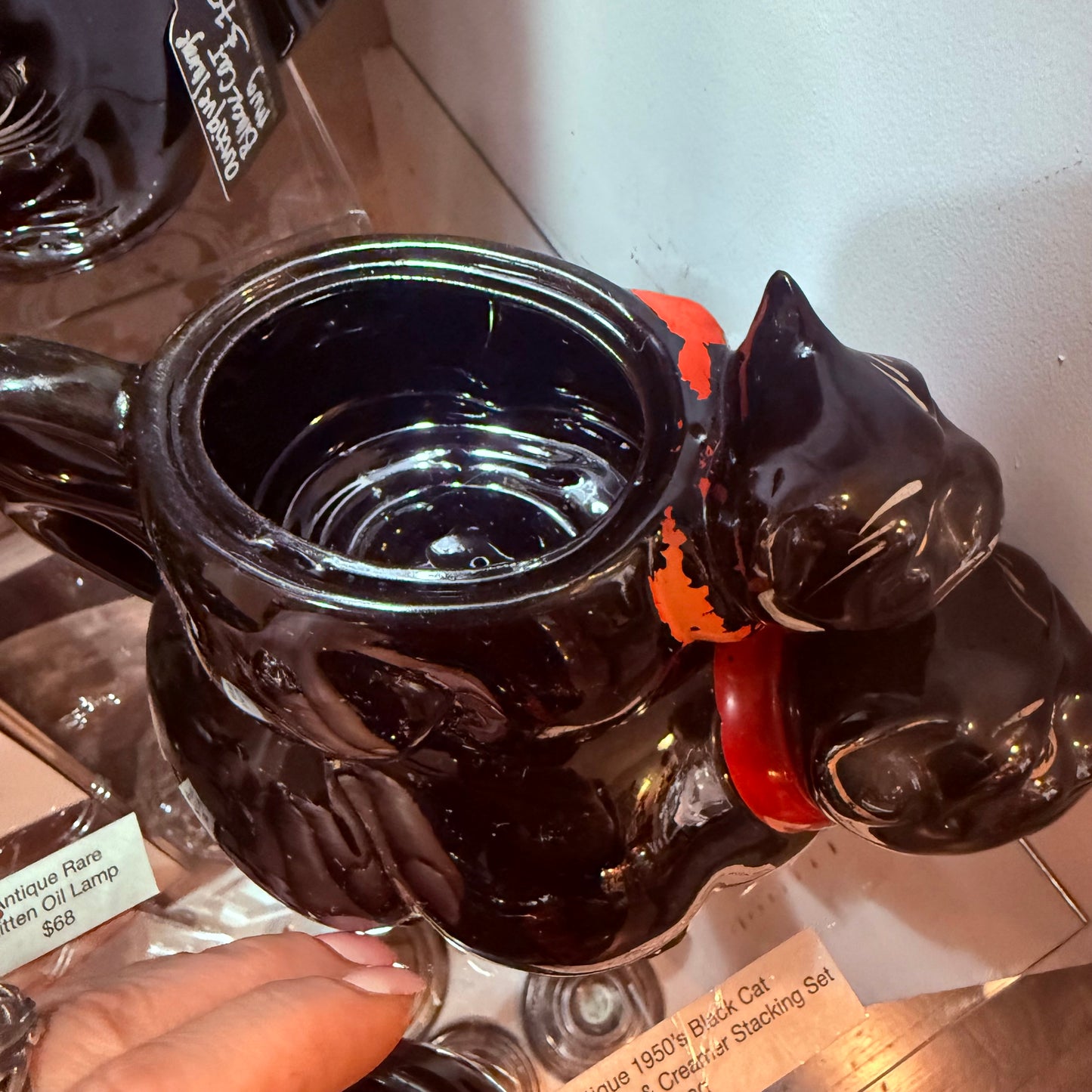 Antique Black Cat Stacking Teapot Set