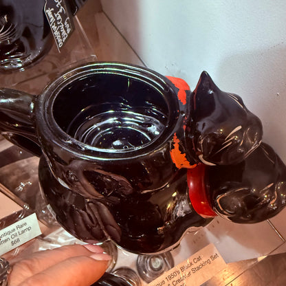 Antique Black Cat Stacking Teapot Set