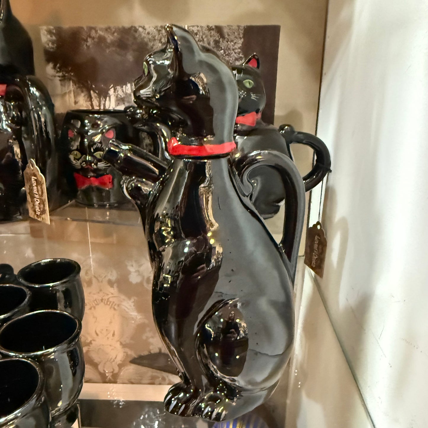 Antique 1940’s Black Cat Decanter Set