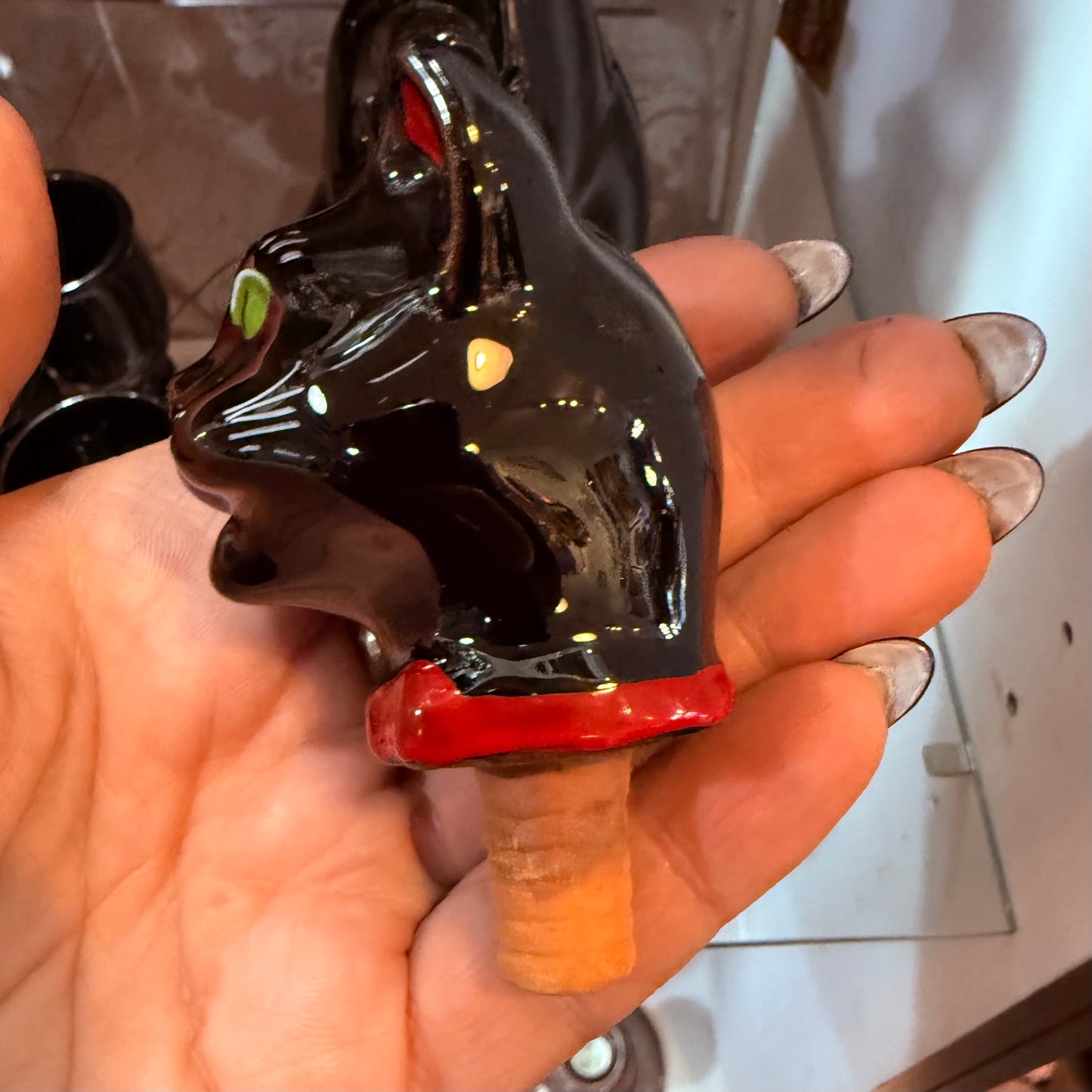 Antique 1940’s Black Cat Decanter Set