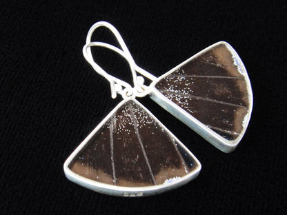 "Blue & Black" Butterfly Fan Sterling Earrings