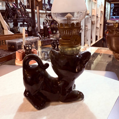 Antique 1940’s Kitten Oil Lamp