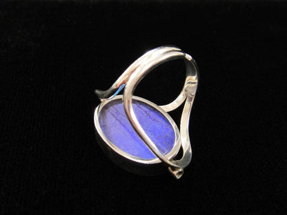 Sterling Reversible Blue Morpho/Sunset Oval Ring (adjustable)