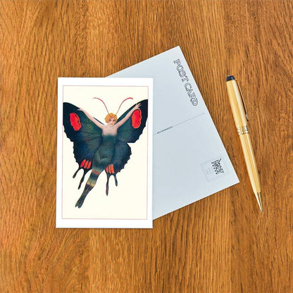 Postcard Blonde Woman as Butterfly