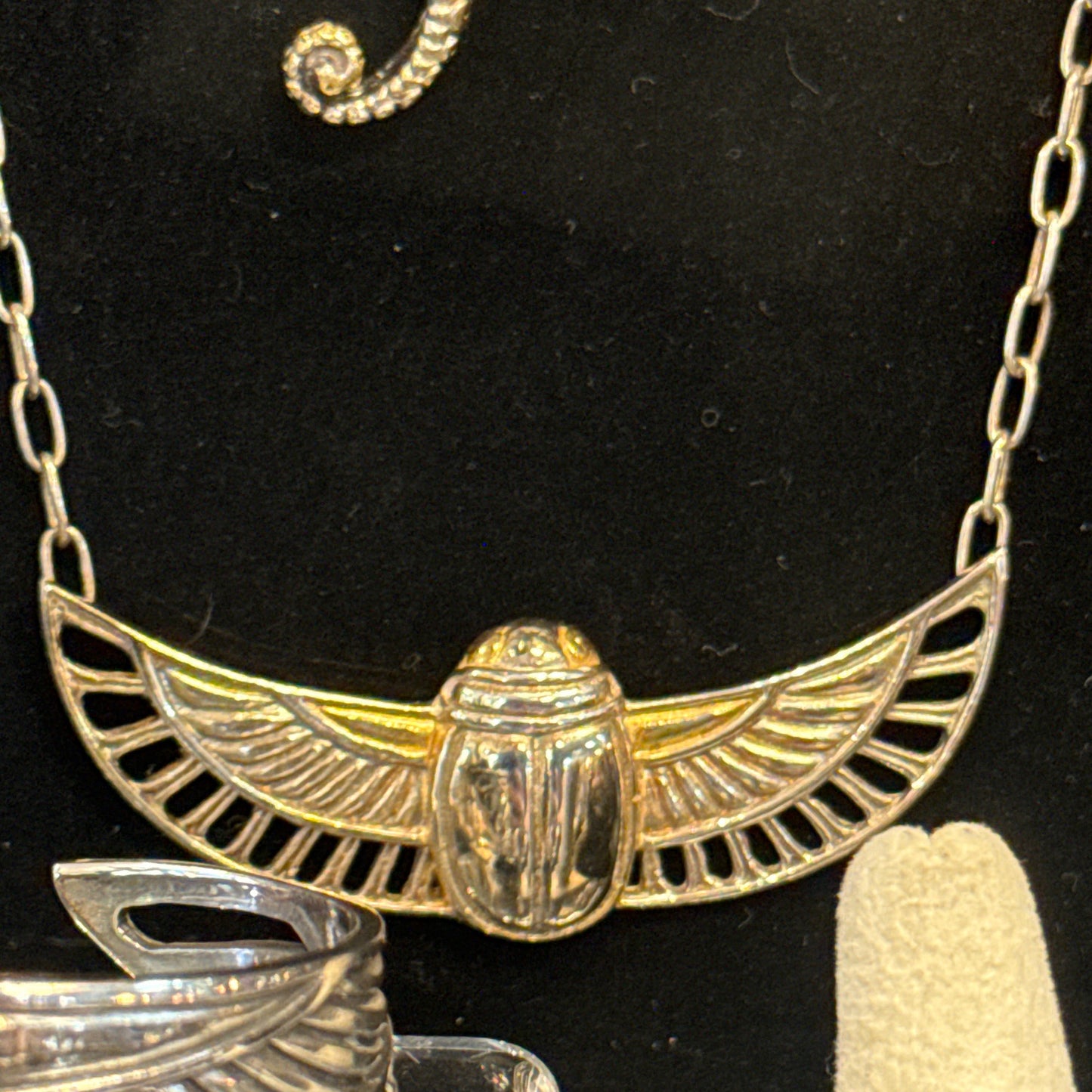 Sterling Scarab Winged Necklace w 24k Accents