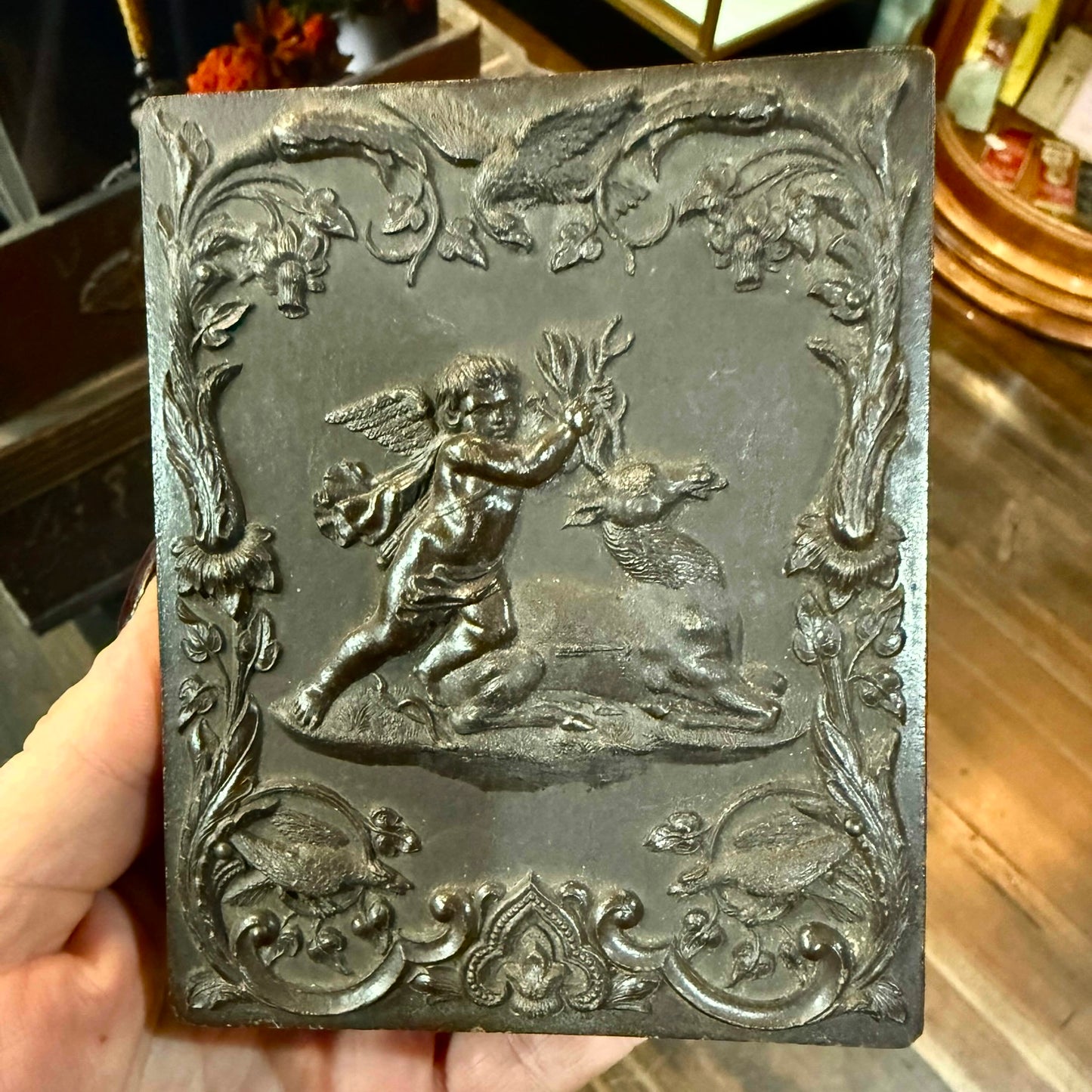 Victorian Masonic Man Tintype Angel Deer Case 1/4 Plate