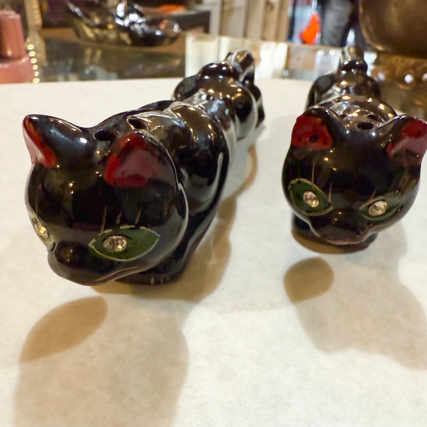 Antique Black Cat Salt & Pepper Shakers