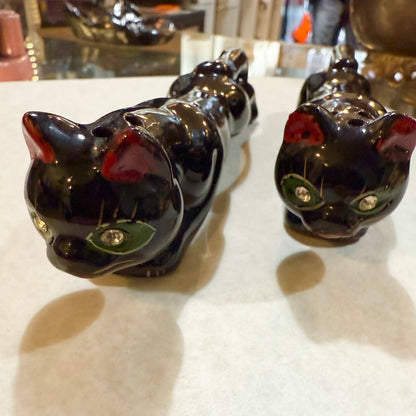 Antique Black Cat Salt & Pepper Shakers