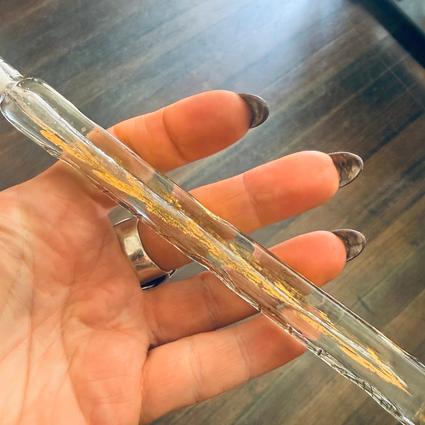 Victorian Tear Catcher Lachrymatory Gold Gilt Vial