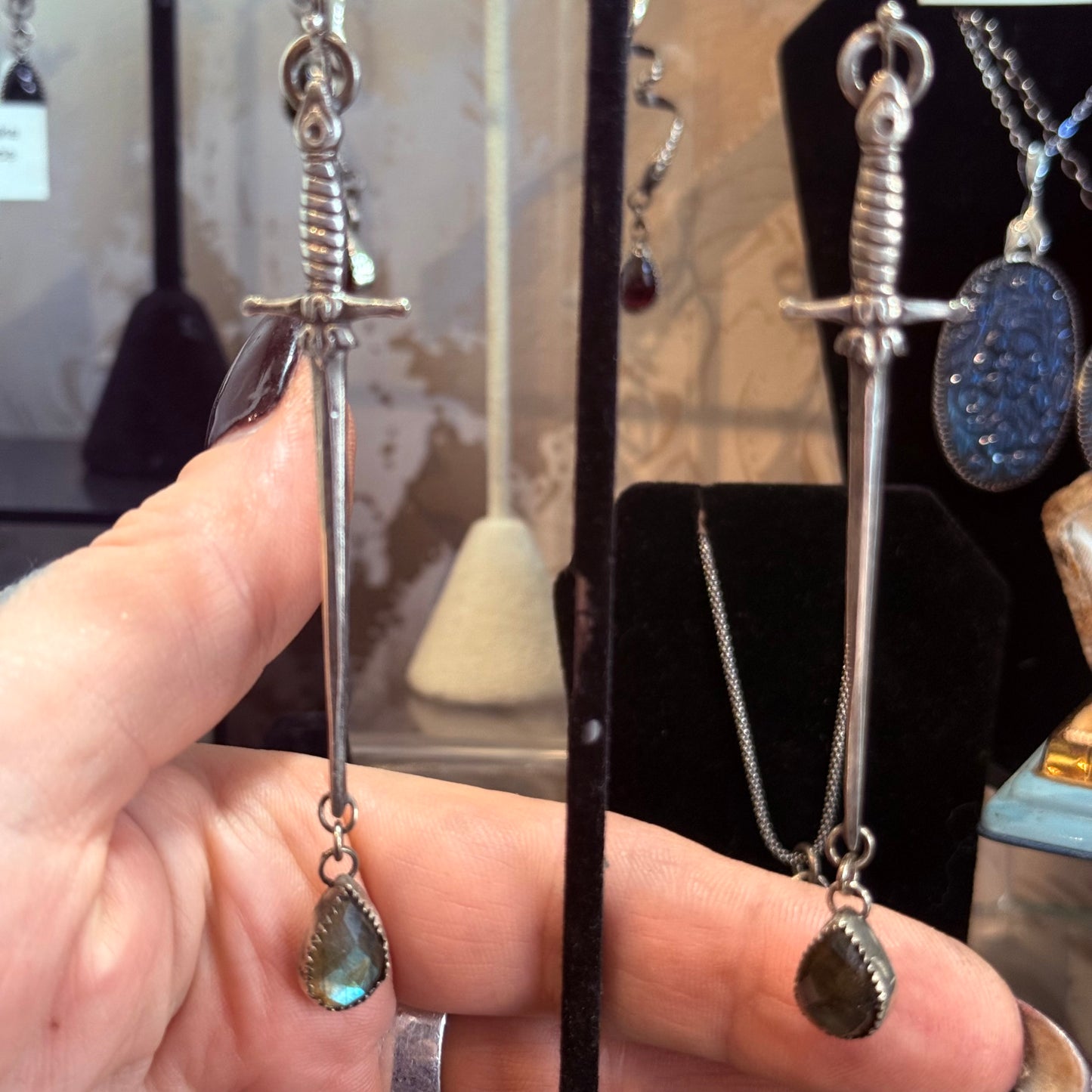 Handcrafted Sterling 1800s Sword Earrings with  Stone Options