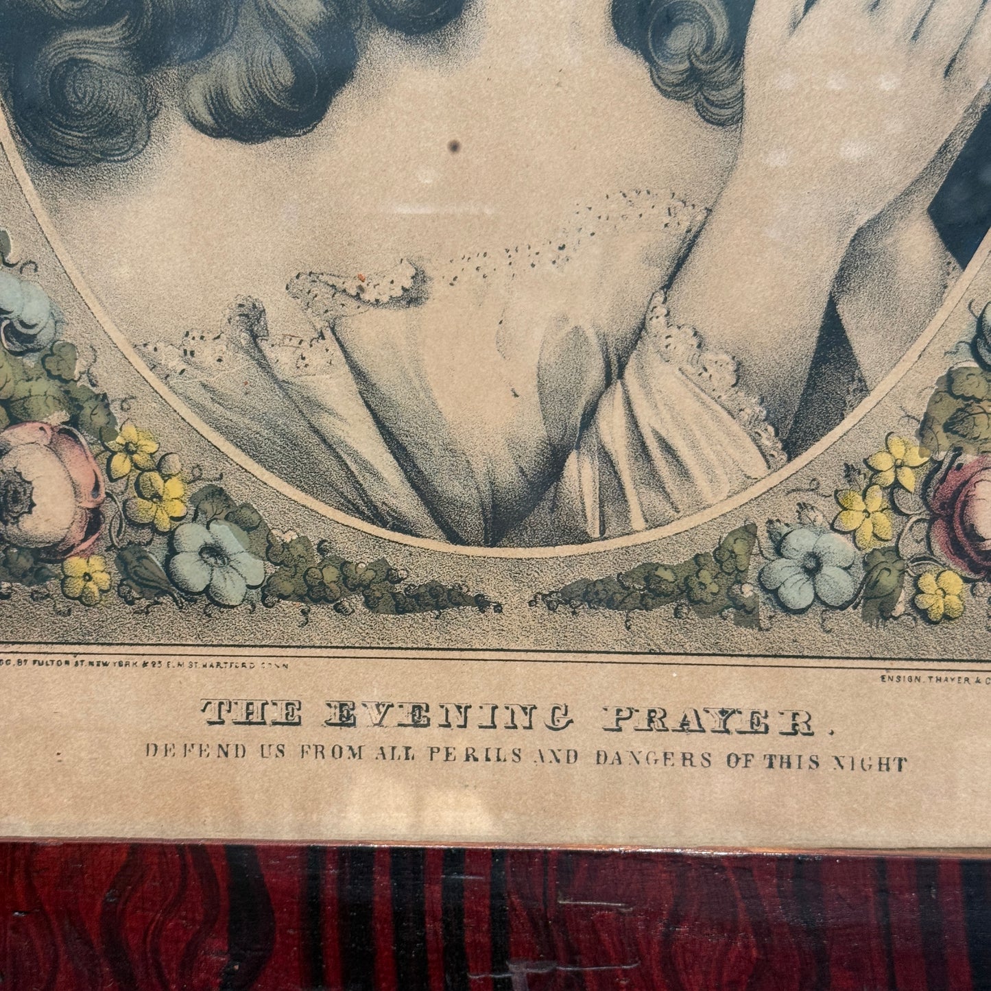 Victorian Framed Evening Prayer Lithograph